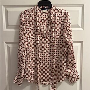 Les Copains Red and White Chain Pattern Blouse